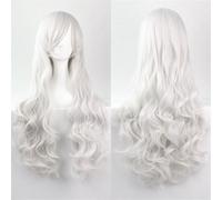 Ponytail Extension 32" 80cm Long Hair Spiral Curly Wavy Synthetic Hair Cosplay Costume Wig Women(White)