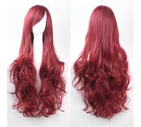 Ponytail Extension 32" 80cm Long Hair Spiral Curly Wavy Synthetic Hair Cosplay Costume Wig Women(Wine red)