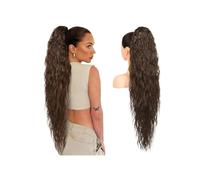 Ponytail Extension 36" Drawstring Ponytail Extension Natural Curly Fake Pony Tail Multi Layered Soft Clip In Hair Synthetic Hairpiece (Brown)