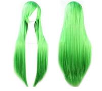 Ponytail Extension 40" 100 Fashion Women's Cosplay Hair Wig Long Straight Hair Heat Resistant Costume Party Full Wigs(Grass green)