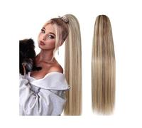 Ponytail Extension 40-66 cm Long Straight Drawstring Ponytail Synthetic High Puff Hair Pieces With Comb Clip in Ombre Blond Extensions Smooth Soft (16 pulgadas)