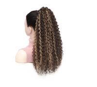 Ponytail Extension 50 cm Long Curly Drawstring Ponytail Afro Puff Kinky Curly Pony Tail Hair Extensions Fluffy Synthetic Fake Horse Tail Hair for Women(Brown)
