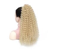 Ponytail Extension 50 cm Long Curly Drawstring Ponytail Afro Puff Kinky Curly Pony Tail Hair Extensions Fluffy Synthetic Fake Horse Tail Hair for Women(Ash Blonde)
