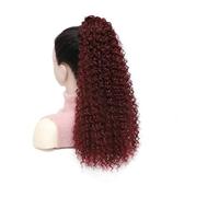 Ponytail Extension 50 cm Long Curly Drawstring Ponytail Afro Puff Kinky Curly Pony Tail Hair Extensions Fluffy Synthetic Fake Horse Tail Hair for Women(rojo vino)