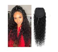 Ponytail Extension 8-26'' Long Body Wave Human Hair Ponytail Extensions Afro Kinky Straight Curly Wrap Drawstring Natural Color Hairpiece with Clip in Binding Pony Tail(40,42 cm)