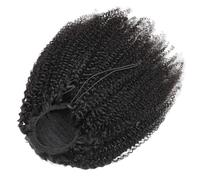 Ponytail Extension Afro Kinky Curly Cordón de Caballo, Cabello Humano, Extensiones de Cola de Caballo con Cordón para Mujeres Negro Natural (40,6 cm)