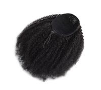 Ponytail Extension Afro Kinky Curly Extensiones de cabello humano para mujeres negras, coleta con cordón (35,5 cm)