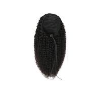 Ponytail Extension Afro Puff Cordón Cola de Caballo Moño para Mujeres Negras Brasileño Virgen Kinky Curly Clip en Extensión de Coleta Extensiones de Pelo Humano Color Natural (18 pulgadas)