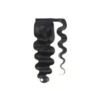 Ponytail Extension Body Wave Ponytail Extension Wrap Around Magic Paste Ponytails Clip In Real Brazilian Virgin Human Hair pieces for Black Women Natural Black 22 inch (16inches)