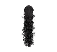 Ponytail Extension Claw Clip Ponytail, 30 pulgadas Black Pony tail for Women Long Curly Wavy Hair Extensions Synthetic Hairpiece for Daily Party Use(1B)