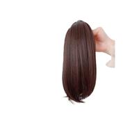 Ponytail Extension Clip de garra de cola de caballo recta corta sintética de 12 pulgadas en extensión de cabello postizo de cola de caballo for mujeres(Dark Brown)