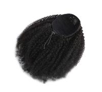 Ponytail Extension - Cola de caballo con rizos afro y cordón para mujeres negras, extensiones de cola de caballo hinchadas, color negro natural (45,5 cm)
