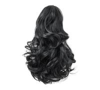 Ponytail Extension Cola de Caballo Corta Extensión de Clip de Garra de 30 cm, Extensiones de Clip de Garra Ondulada Rizado Natural Falso Sintético para Mujeres (1B)