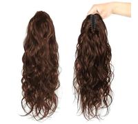 Ponytail Extension Cola de caballo postizo extensión de onda corporal 10-24 "clip de garra ondulada marrón oscuro cola de caballo ondulada rizada(24inches)