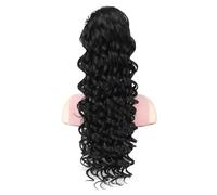 Ponytail Extension Drawstring Ponytail for Black Women, 24 Inch Afro Curly Synthetic Clip In Pony Tails For Daily Party Use(Jet Black)