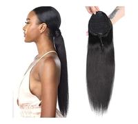Ponytail Extension Extensiones Cola Caballo Con Cordón, Cabello Humano Sin Procesar, Color Natural, 8-30 Pulgadas, Postizos Brasileños Lisos for Mujeres, Falso(24inches)