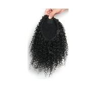 Ponytail Extension - Extensiones cortas afro de cola de caballo con flequillo rizado para coletas africanas, extensión de cola de caballo afro sintética para mujeres (1B)