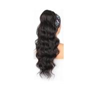 Ponytail Extension Extensiones de cabello humano con ondas corporales negras naturales, coleta con cordón y 2 pinzas(26inches)