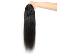 Ponytail Extension Extensiones de pelo humano con clip de garra, cola de caballo Remy de pelo humano largo y liso para mujeres (45,5 cm)