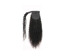 Ponytail Extension Long Curly Ponytail Wrap Around Kinky Curly Thick Brazilian Human Hair Extensions Curl Clip ins Silky Hair Pieces Natural Black for Black Women(55,88 cm)