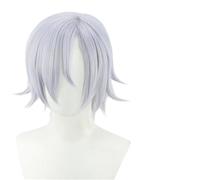 Ponytail Extension Peluca de pelo corto y liso azul claro con personajes de anime sintéticos for fiesta.