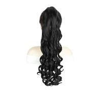 Ponytail Extension Ponytail Extensiones, 50 cm Long Wavy Fake Ponytails Sintético Fluffy Heat Resistant Hair Pieces for Black Women Party Daily Use(1B)