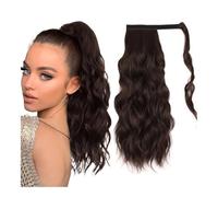 Ponytail Extension Sintético Largo Cola de Caballo Envoltura con Clip en Extensiones de Cabello Clips Frontal Dos Flecos Laterales para Mujeres (Castaño Marrón, 20 pulgadas)