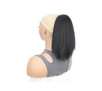 Ponytail Extension Straight Drawstring Ponytail for Women Synthetic Thick Kinky Straight Hairpieces 10 inch Clip in Ponytails Extension for Girl Daily Use(1B)
