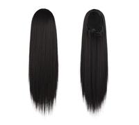 Ponytail Extension Straight Human Hair Ponytail Extension Remy Brazilian Drawstring for Black Women Grade Clip In Pony Tail Hairpiece Natural Color (10-26 pulgadas) (18 pulgadas)