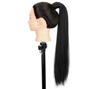 Ponytail Extension Warp Around Pony Tail with Hair Tie 22 inch Long Synthetic Yaki Straight Braiding DIY Braided for Women Girls Daily Party Cosplay für den täglichen Gebrauch (1B)