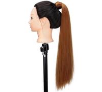 Ponytail Extension Warp Around Pony Tail with Hair Tie 22 inch Long Synthetic Yaki Straight Braiding DIY Braided for Women Girls Daily Party Cosplay für den täglichen Gebrauch (30)