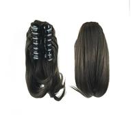 Ponytail Extension Women's Short Straight Claw Clip On Ponytail Hair Extension Natural Pony Tail Hair Synthetic Hairpiece(Color1)