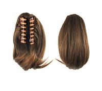 Ponytail Extension Women's Short Straight Claw Clip On Ponytail Hair Extension Natural Pony Tail Hair Synthetic Hairpiece(Color5)
