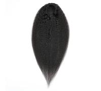 Ponytail Extension Yaki Kinky Straight - Extensiones de pelo humano con clip para coleta brasileña, extensiones de pelo humano Afro-Remy para mujer (12 pulgadas)