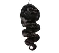 Ponytail Extensiones de cabello con Body Wave y cordón, pelo humano brasileño, color negro natural (14 pulgadas)