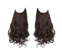 Ponytail Extensiones de cabello sintético sin clips, pelo sintético, ondulado natural, rizado, postizo para mujer (Dark Chocolate, 22 pulgadas)