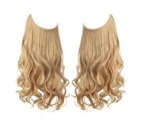 Ponytail Extensiones de cabello sintético sin clips, pelo sintético, ondulado natural, rizado, postizo para mujeres (rubio arena claro, 45 cm)