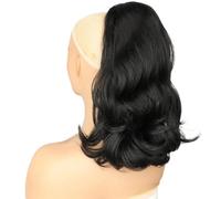 Ponytail Extensiones de pelo sintético con cordón para mujeres negras de 45 cm (negro)