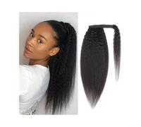 ponytail extensions 12 "-26" de largo Yaki recta cola caballo envoltura alrededor postizo clip en cabello brasileño Remy extensión rizada for mujeres negras Peinado(14inches)