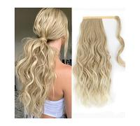 ponytail extensions 20 "cuerpo ondulado envoltura alrededor de cola caballo extensión cabello for mujeres esponjoso sintético Natural suave postizo largo Peinado(Ombre Blonde)