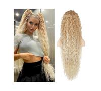 ponytail extensions 27T613 Extensión de cola caballo sintética con cordón, rizada y rubia, 36 pulgadas largo, multicapa Peinado