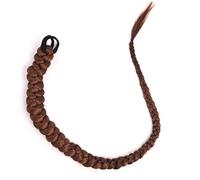 ponytail extensions Anillo Trenzas largas de boxeo Extensiones cola caballo pelo trenzado ganchillo Cola moño sintético con banda goma Peinado(Dark brown)