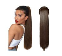 ponytail extensions Brazilian Human Hair Ponytail Hairpiece 16-26 Inch Long Straight Drawstring Extensions #4 Medium Brown Peinado(22inches)