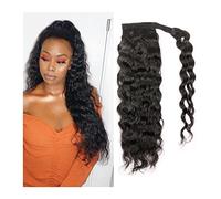 ponytail extensions Clip de cabello Remy 12-26 pulgadas en postizos cola caballo rizados for mujeres negras Extensiones envuelta Cabello humano onda natural peruana Peinado(100g,26 inch)
