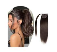 ponytail extensions Clip en extensión de cola caballo cabello humano real 14 "-22" largo y recto envoltura alrededor extensiones Remy brasileño marrón postizo Peinado(Medium Brown,22 inches 100g)