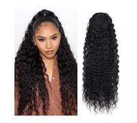 ponytail extensions Cola de Caballo con cordón for mujeres negras, sensación cabello humano Clip, extensiones cola caballo rizadas 24 pulgadas, onda profunda sintética Peinado