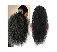 ponytail extensions Coleta rizada de 50 cm largo con cordón ajustable for mujeres negras, coleta sintética afro, color negro natural Peinado