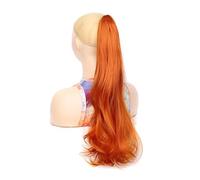 ponytail extensions Extensión de cola caballo 61 cm, larga, ondulada, natural, con pinza, sintética, for uso diario Peinado(18C)