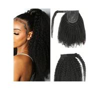 ponytail extensions Extensión de cola caballo afro rizada 25 a 66 cm, cabello humano, con clip, extensiones Remy, color negro natural Peinado(22inch 100g)