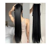 ponytail extensions Extensión de cola caballo con Clip 85CM for mujer, postizo sintético largo y recto, resistente al calor Peinado(Negro)